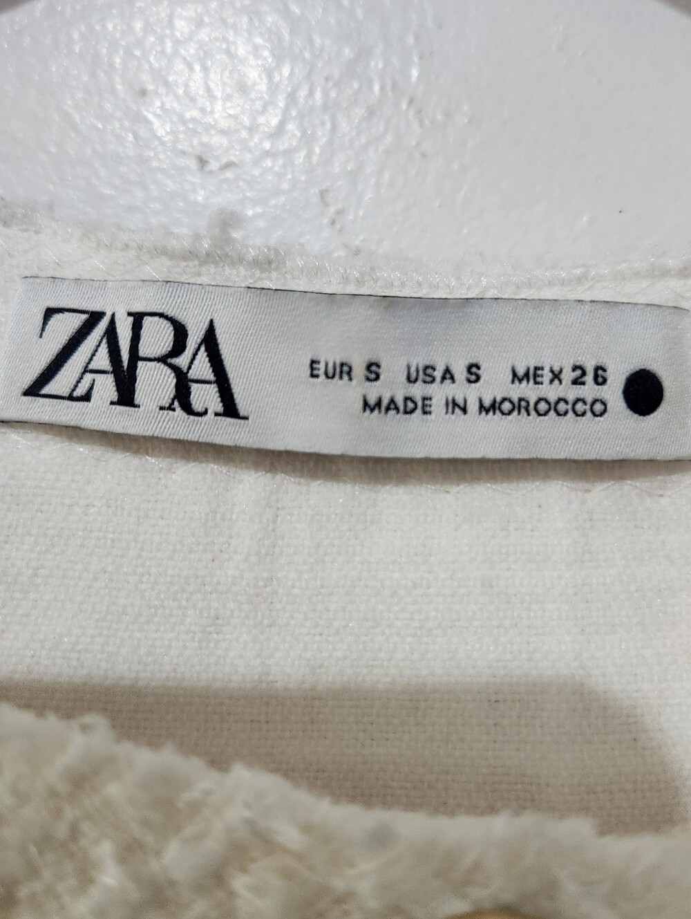 Zara Short Textured Tweed Dress Ecru White Size S - Picture 5 of 8